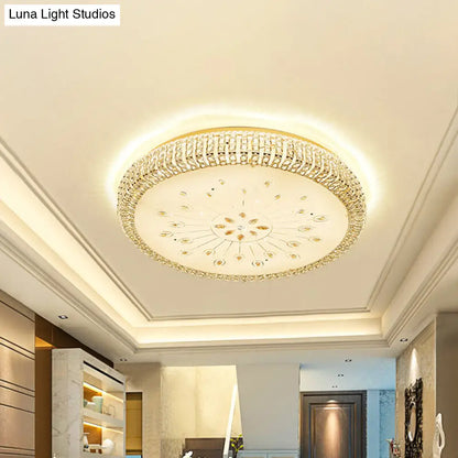 DecorBites™ DecorBites™ Contemporary Gold LED Ceiling Light with Faceted Crystals - Flushmount Lighting for Great Room