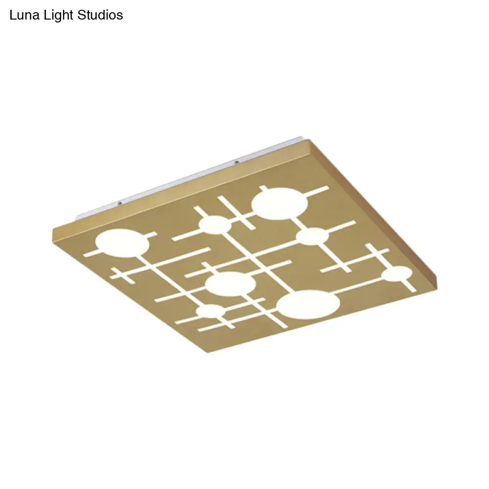 DecorBites™ DecorBites™ Contemporary Gold LED Flush Mount Ceiling Fixture with Acrylic Pattern and Warm/White Light