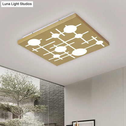 DecorBites™ DecorBites™ Contemporary Gold LED Flush Mount Ceiling Fixture with Acrylic Pattern and Warm/White Light