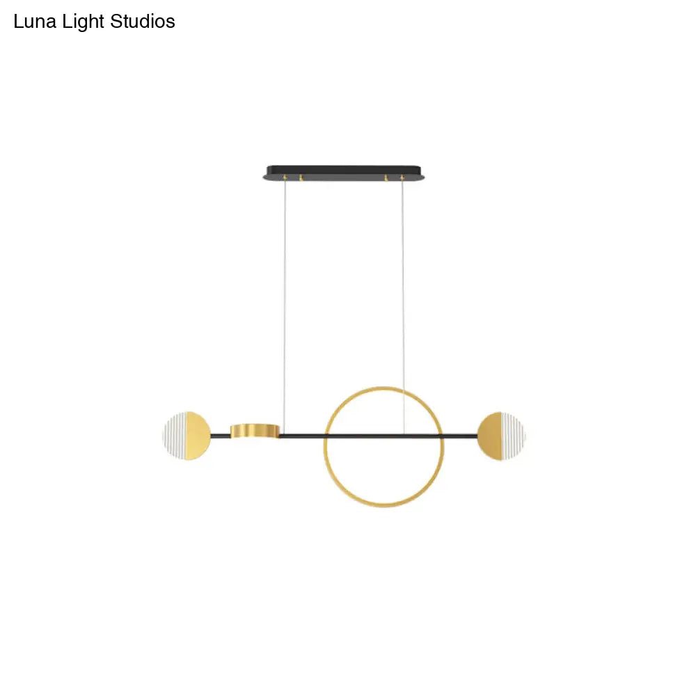 Lámpara colgante LED dorada contemporánea DecorBites™ para comedor - Iluminación circular metálica para isla de techo