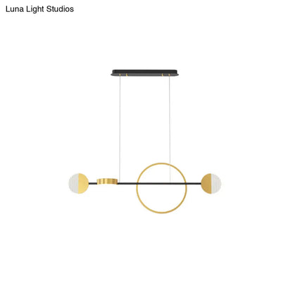 Lámpara colgante LED dorada contemporánea DecorBites™ para comedor - Iluminación circular metálica para isla de techo