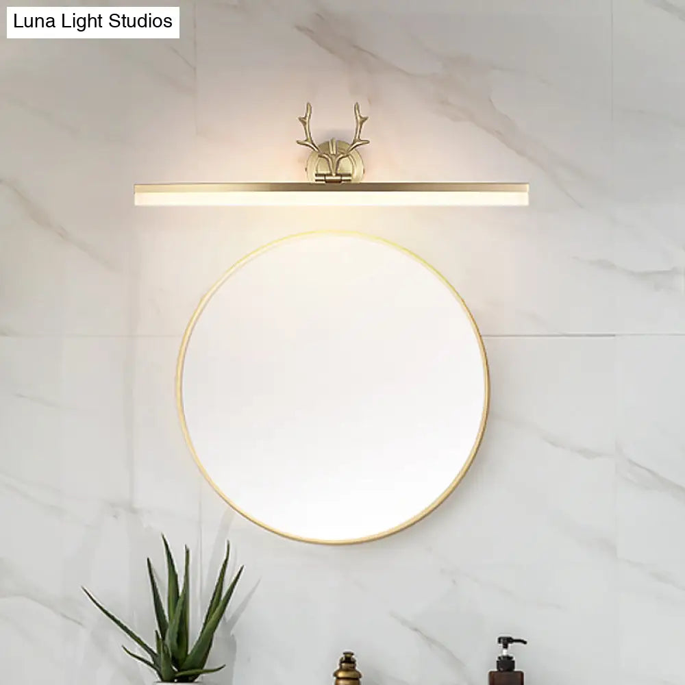 DecorBites™ DecorBites™ Contemporary Gold LED Wall Mount Vanity Light with Antler Deco - Warm/White Lighting