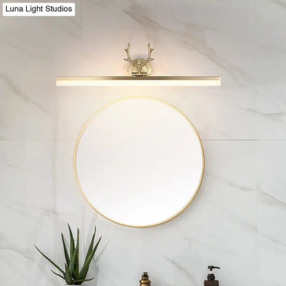 DecorBites™ DecorBites™ Contemporary Gold LED Wall Mount Vanity Light with Antler Deco - Warm/White Lighting