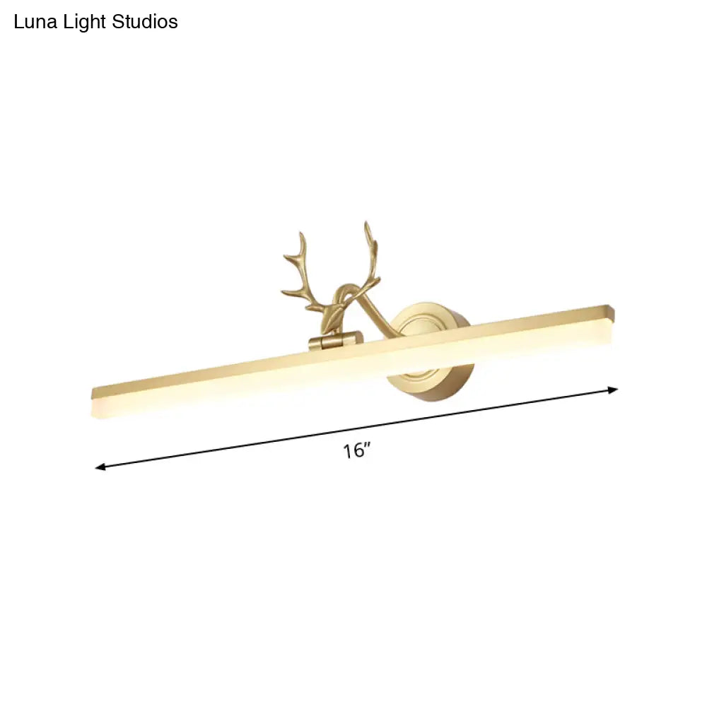 DecorBites™ DecorBites™ Contemporary Gold LED Wall Mount Vanity Light with Antler Deco - Warm/White Lighting