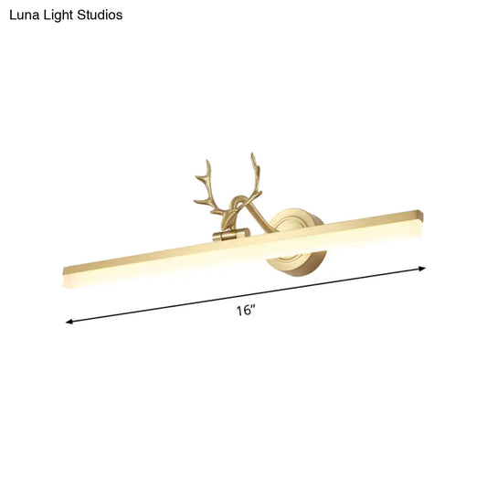 DecorBites™ DecorBites™ Contemporary Gold LED Wall Mount Vanity Light with Antler Deco - Warm/White Lighting