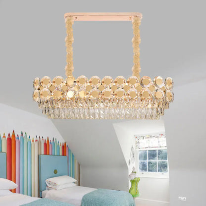Lámpara colgante ovalada contemporánea de cristal dorado DecorBites™ con 12 bombillas – Iluminación elegante para comedor