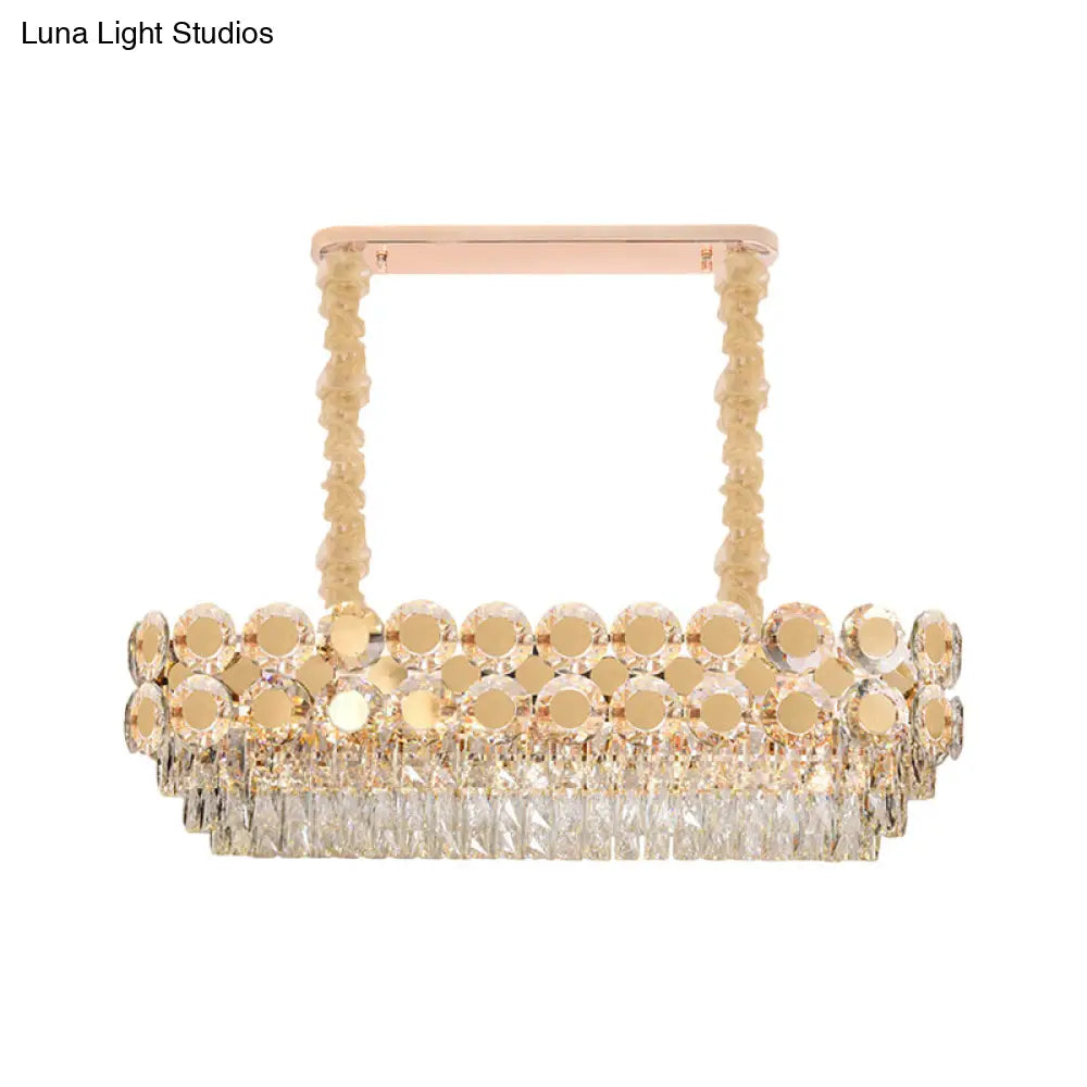 Lámpara colgante ovalada contemporánea de cristal dorado DecorBites™ con 12 bombillas – Iluminación elegante para comedor