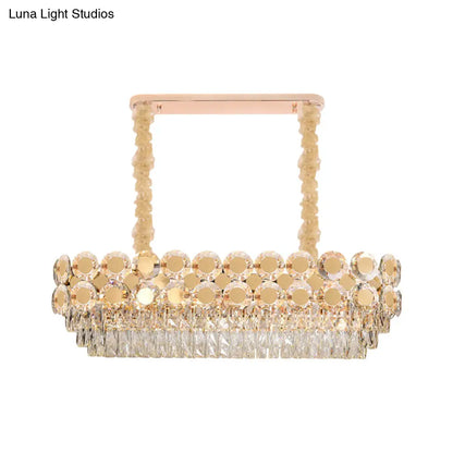 Lámpara colgante ovalada contemporánea de cristal dorado DecorBites™ con 12 bombillas – Iluminación elegante para comedor