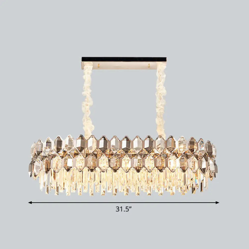 Contemporary Gold Plated K9 Crystal Chandelier for Living Room - Dark Tan Geometric Design
