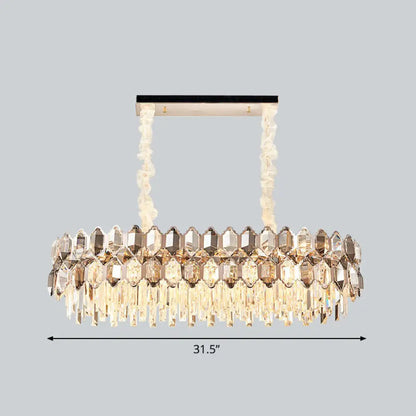 Contemporary Gold Plated K9 Crystal Chandelier for Living Room - Dark Tan Geometric Design