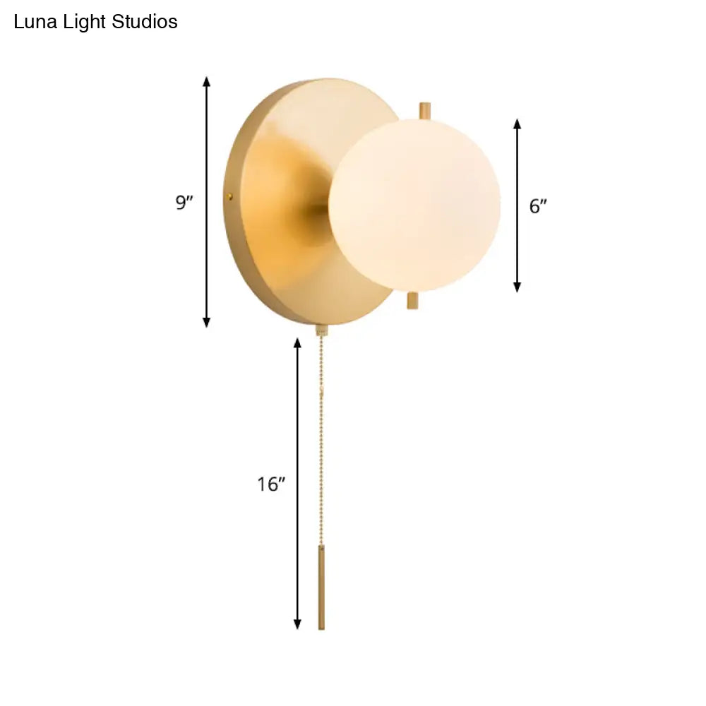 DecorBites™ DecorBites™ Contemporary Gold Sphere Wall Sconce for Bedroom - Milky Glass, 1 Bulb Light Fixture