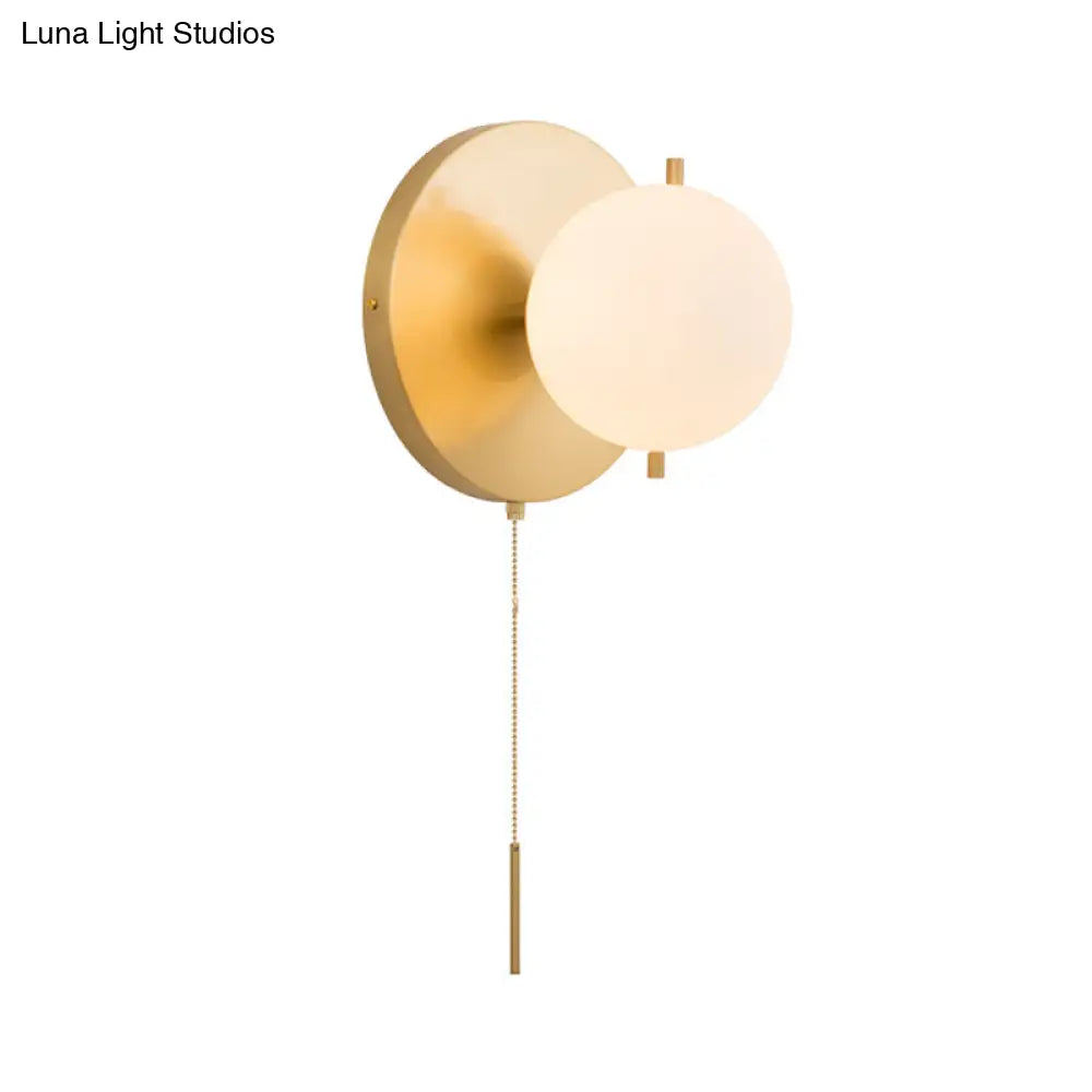 DecorBites™ DecorBites™ Contemporary Gold Sphere Wall Sconce for Bedroom - Milky Glass, 1 Bulb Light Fixture