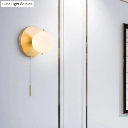 DecorBites™ DecorBites™ Contemporary Gold Sphere Wall Sconce for Bedroom - Milky Glass, 1 Bulb Light Fixture