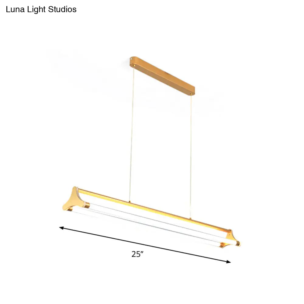 Lámpara de techo tubular dorada contemporánea DecorBites™: Lámpara colgante LED para sala de estar (25"/40.5"/32.5" de ancho) – Luz cálida/blanca