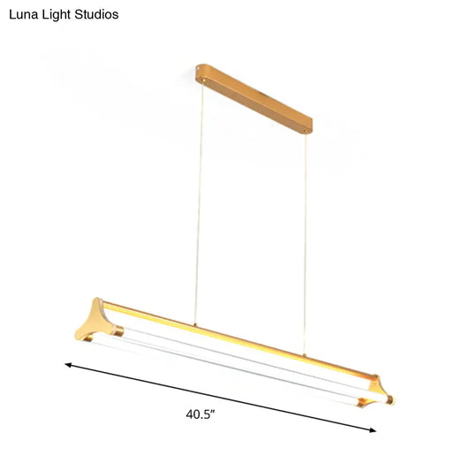 Lámpara de techo tubular dorada contemporánea DecorBites™: Lámpara colgante LED para sala de estar (25"/40.5"/32.5" de ancho) – Luz cálida/blanca