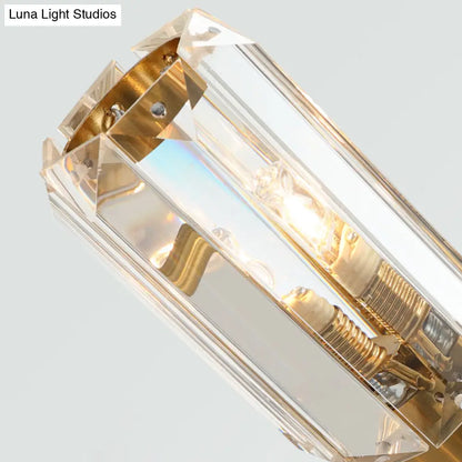 Lámpara de techo colgante contemporánea con tubo dorado y cristal facetado, con 6/8/10 bombillas.