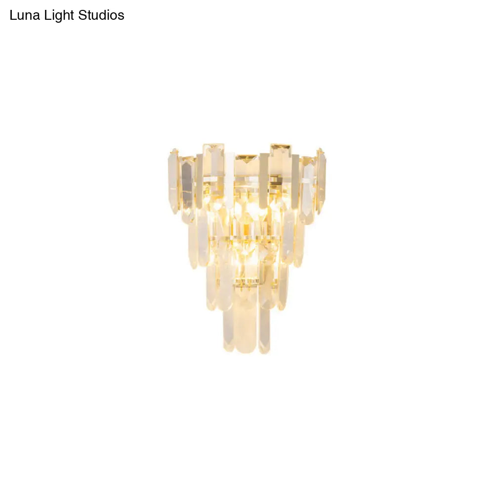 Lámpara de pared contemporánea dorada DecorBites™ con 3 capas de cristal transparente - Iluminación para dormitorio