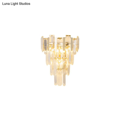 Lámpara de pared contemporánea dorada DecorBites™ con 3 capas de cristal transparente - Iluminación para dormitorio