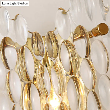 Lámpara de pared contemporánea DecorBites™ dorada con cristal transparente, forma ovalada y 1 bombilla, perfecta para pasillos.
