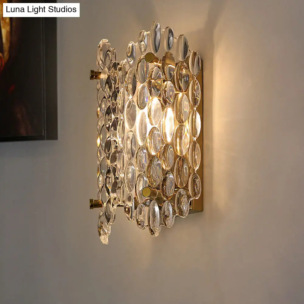 Lámpara de pared contemporánea DecorBites™ dorada con cristal transparente, forma ovalada y 1 bombilla, perfecta para pasillos.