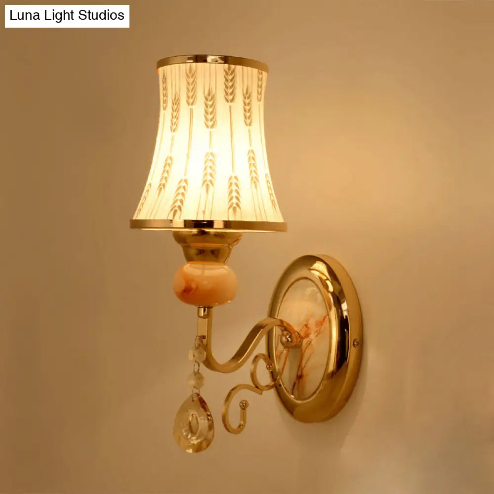 DecorBites™ DecorBites™ Contemporary Gold Wall Sconce – 1 Light Textured Glass Wall Mount Fixture, Ideal for Living Room