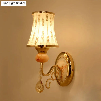DecorBites™ DecorBites™ Contemporary Gold Wall Sconce – 1 Light Textured Glass Wall Mount Fixture, Ideal for Living Room