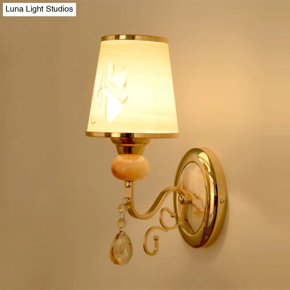 DecorBites™ DecorBites™ Contemporary Gold Wall Sconce – 1 Light Textured Glass Wall Mount Fixture, Ideal for Living Room