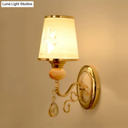 DecorBites™ DecorBites™ Contemporary Gold Wall Sconce – 1 Light Textured Glass Wall Mount Fixture, Ideal for Living Room