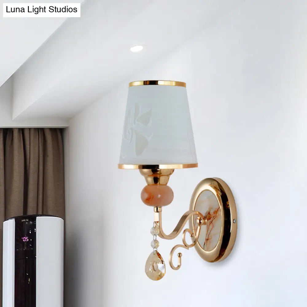 DecorBites™ DecorBites™ Contemporary Gold Wall Sconce – 1 Light Textured Glass Wall Mount Fixture, Ideal for Living Room