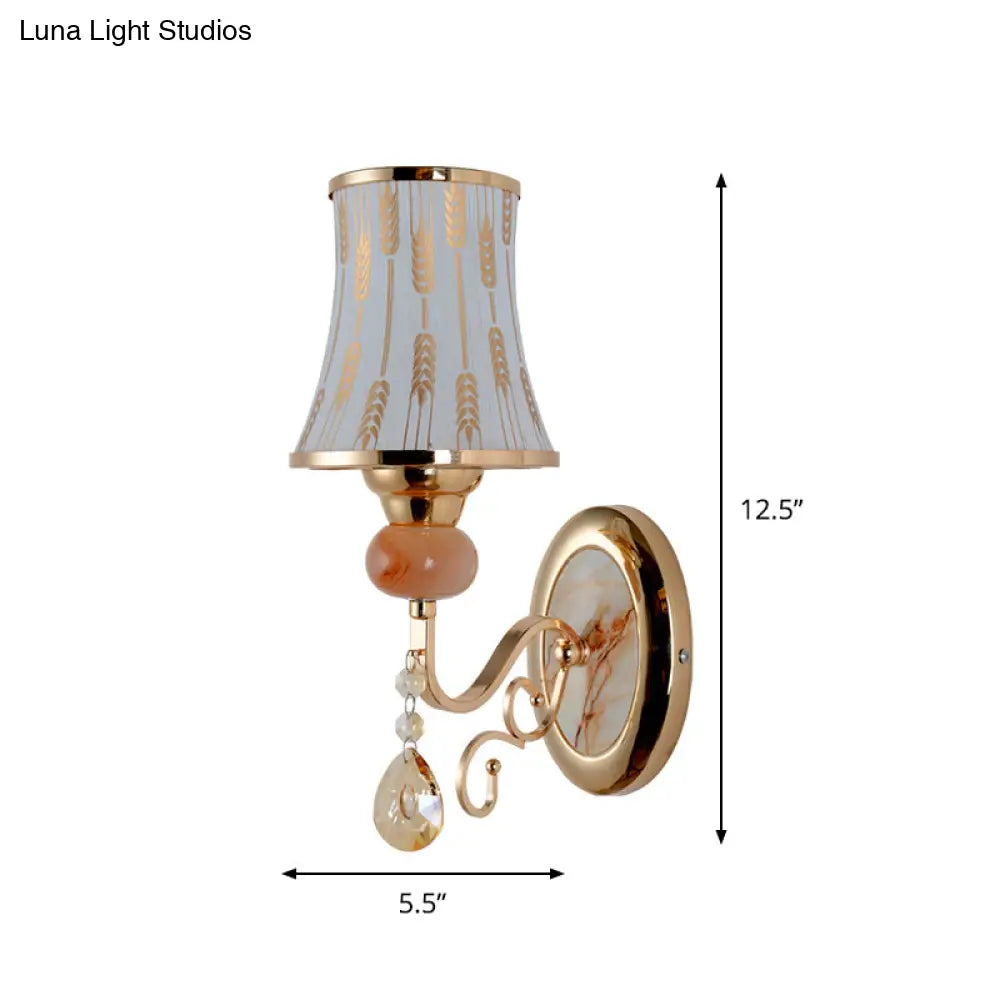 DecorBites™ DecorBites™ Contemporary Gold Wall Sconce – 1 Light Textured Glass Wall Mount Fixture, Ideal for Living Room