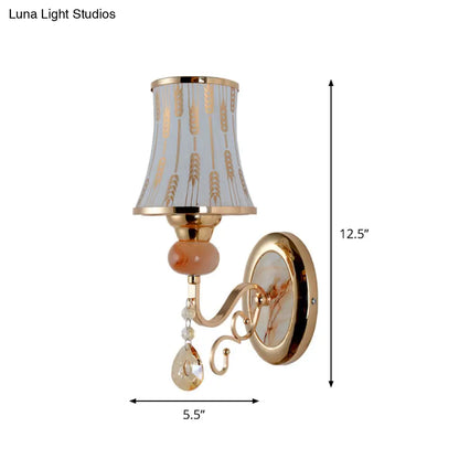 DecorBites™ DecorBites™ Contemporary Gold Wall Sconce – 1 Light Textured Glass Wall Mount Fixture, Ideal for Living Room