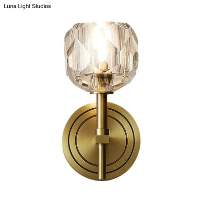 ديكوربايتس™ ديكوربايتس™ مصباح حائط ذهبي معاصر مع زجاج شفاف مقطوع بشكل مشطوف - حل أنيق لإضاءة الحائط