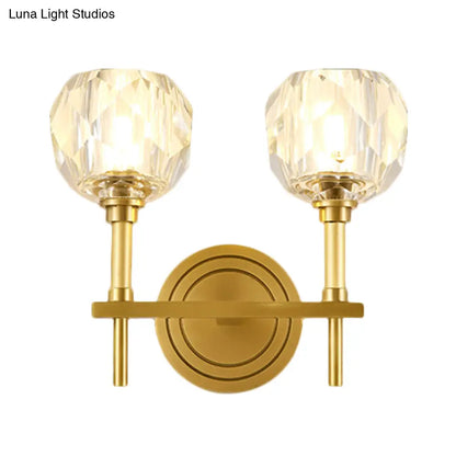 ديكوربايتس™ ديكوربايتس™ مصباح حائط ذهبي معاصر مع زجاج شفاف مقطوع بشكل مشطوف - حل أنيق لإضاءة الحائط