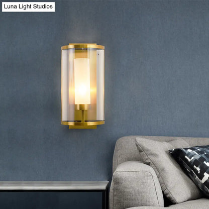 DecorBites™ DecorBites™ Contemporary Gold Wall Sconce with Clear Glass Shade