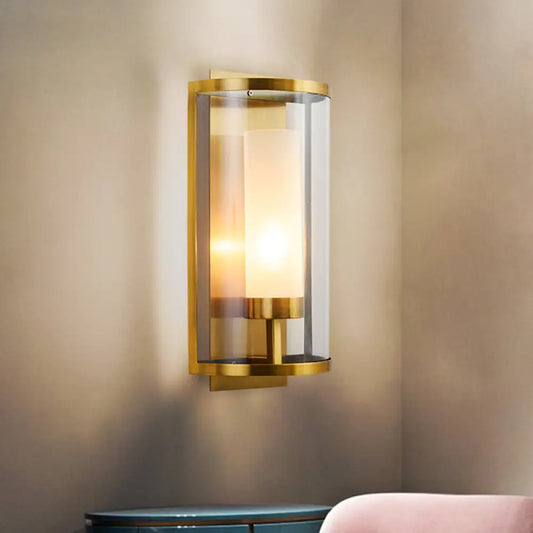 DecorBites™ DecorBites™ Contemporary Gold Wall Sconce with Clear Glass Shade