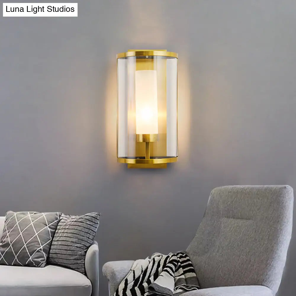 DecorBites™ DecorBites™ Contemporary Gold Wall Sconce with Clear Glass Shade