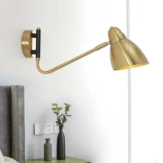 DecorBites™ DecorBites™ Contemporary Gold Wall Sconce with Dome Metal Shade for Bedroom Lighting
