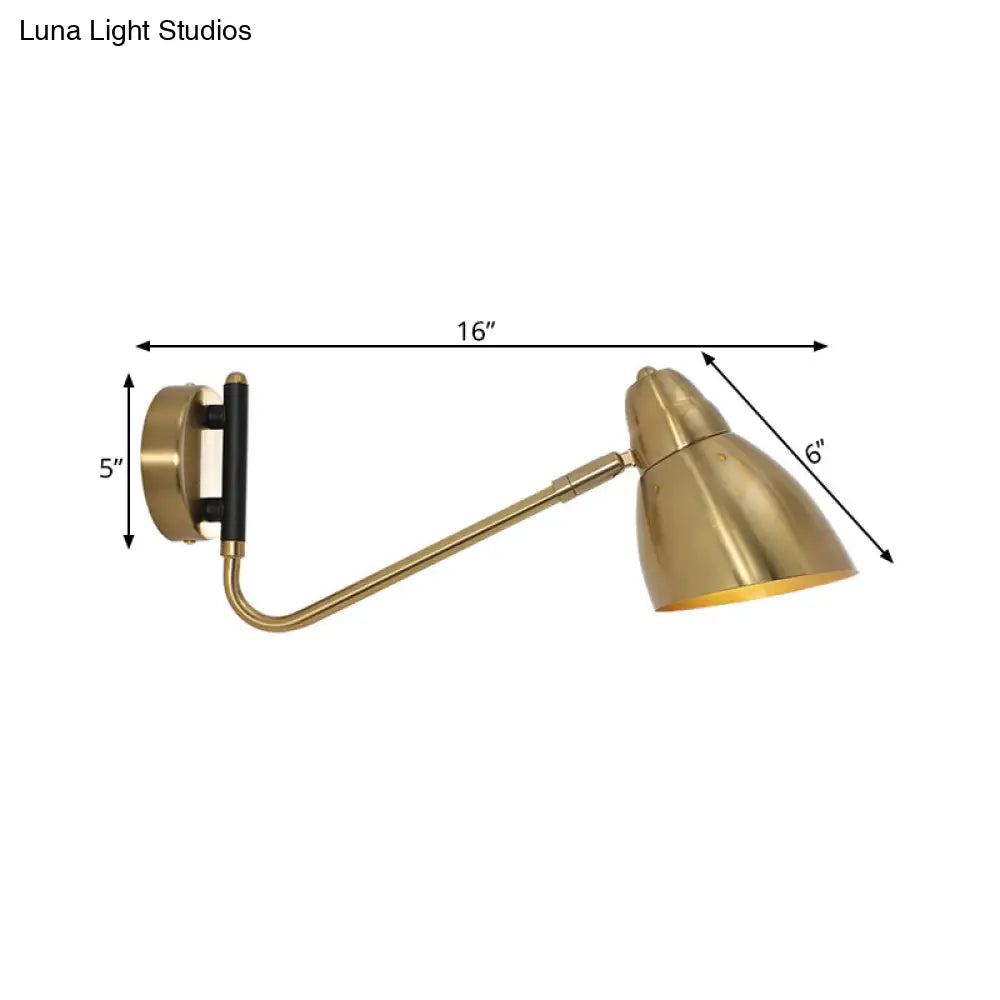 DecorBites™ DecorBites™ Contemporary Gold Wall Sconce with Dome Metal Shade for Bedroom Lighting