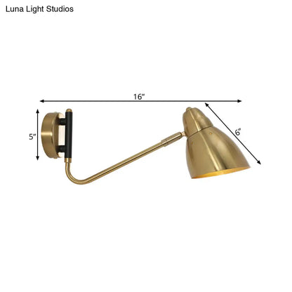 DecorBites™ DecorBites™ Contemporary Gold Wall Sconce with Dome Metal Shade for Bedroom Lighting