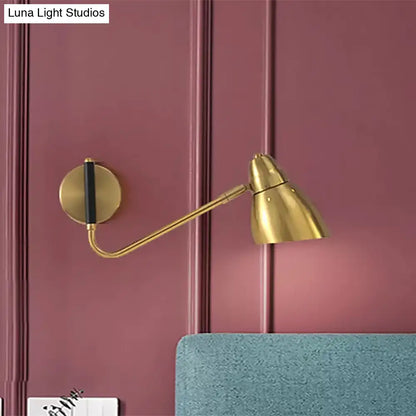 DecorBites™ DecorBites™ Contemporary Gold Wall Sconce with Dome Metal Shade for Bedroom Lighting
