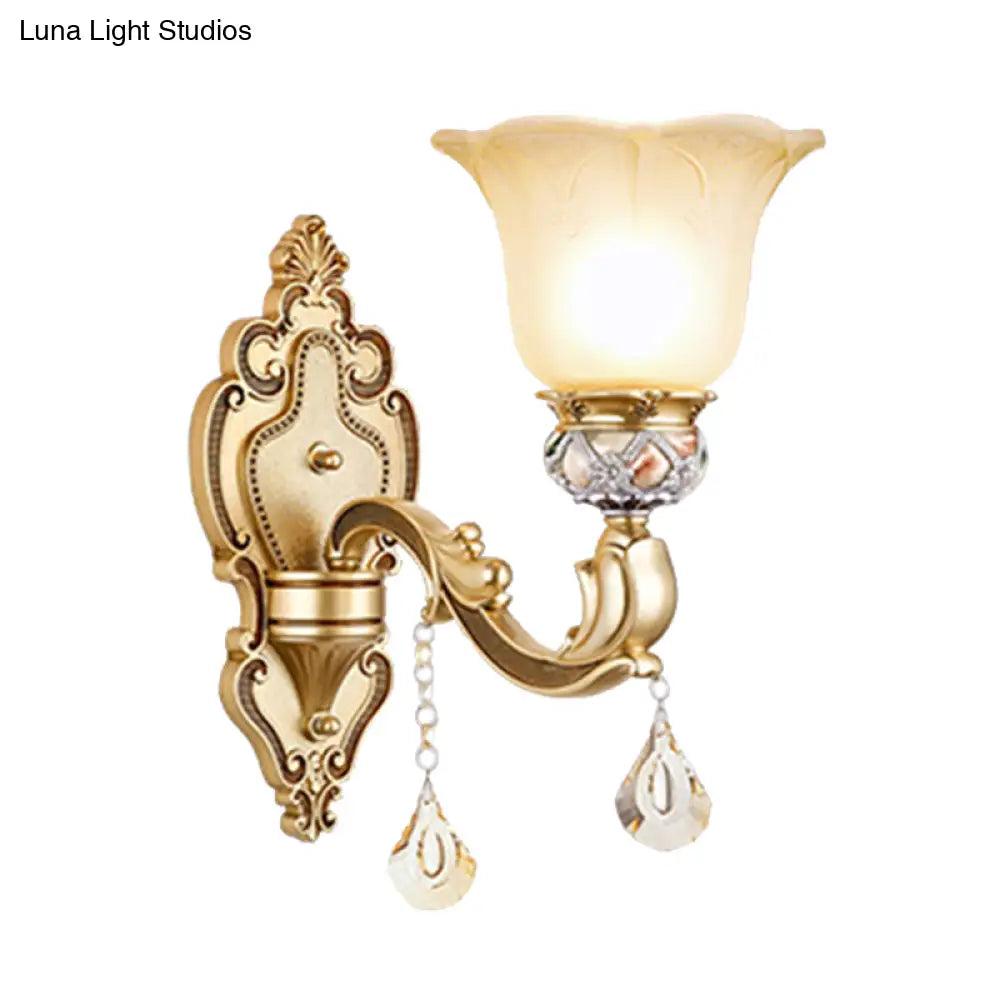 DecorBites™ DecorBites™ Contemporary Gold Wall Sconce with Faceted Crystal Finial - Bell Design