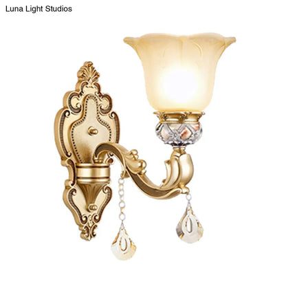 DecorBites™ DecorBites™ Contemporary Gold Wall Sconce with Faceted Crystal Finial - Bell Design
