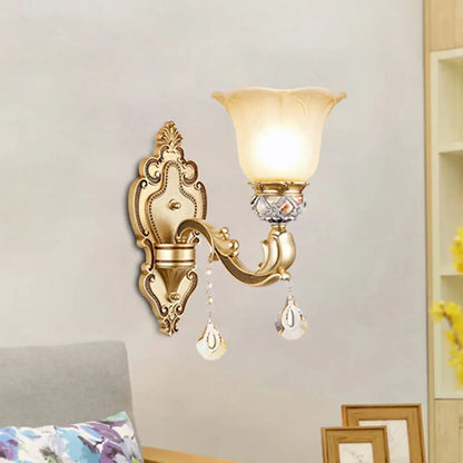 DecorBites™ DecorBites™ Contemporary Gold Wall Sconce with Faceted Crystal Finial - Bell Design