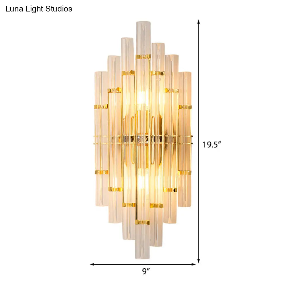 DecorBites™ DecorBites™ Contemporary Golden Wall Lamp with Clear Crystal Tubes - 2 Lights - Living Room Fixture