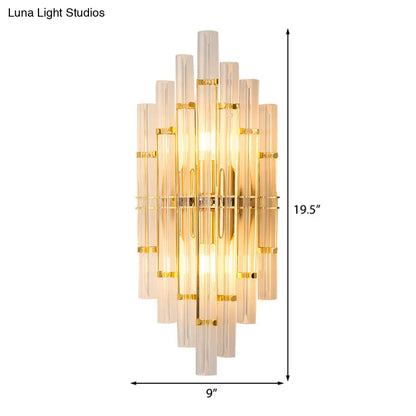 DecorBites™ DecorBites™ Contemporary Golden Wall Lamp with Clear Crystal Tubes - 2 Lights - Living Room Fixture