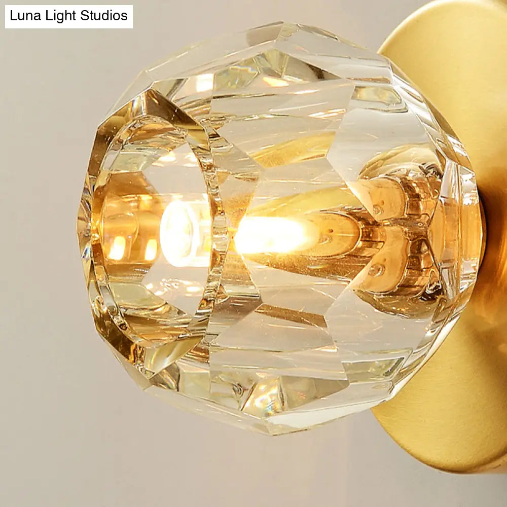 Lámpara de pared contemporánea dorada DecorBites™ para sala de estar con pantalla de vidrio facetado