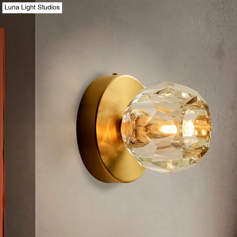 Lámpara de pared contemporánea dorada DecorBites™ para sala de estar con pantalla de vidrio facetado