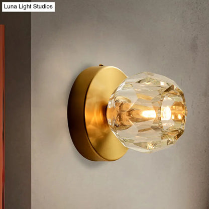 Lámpara de pared contemporánea dorada DecorBites™ para sala de estar con pantalla de vidrio facetado