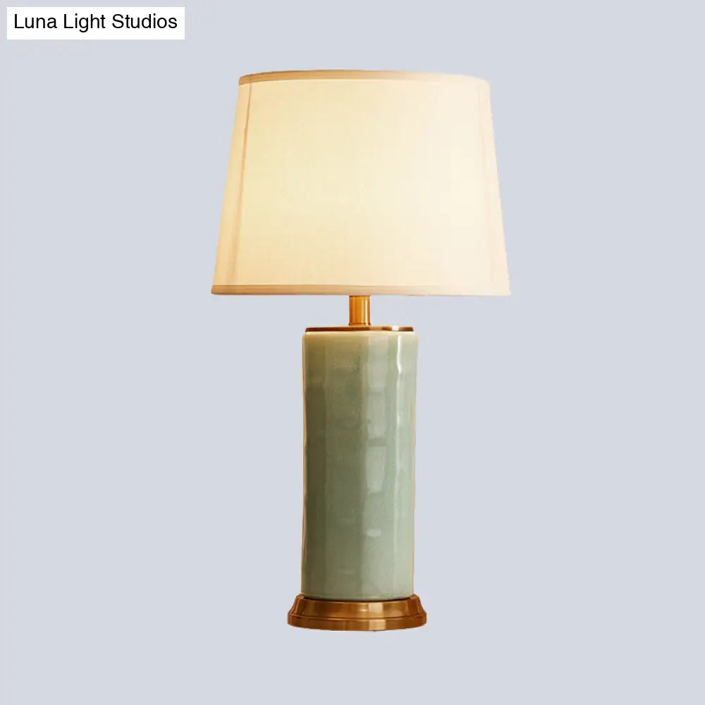 Contemporary Green/Coffee Barrel Reading Book Light – Stylish 1-Head Task Lighting with Fabric Shade