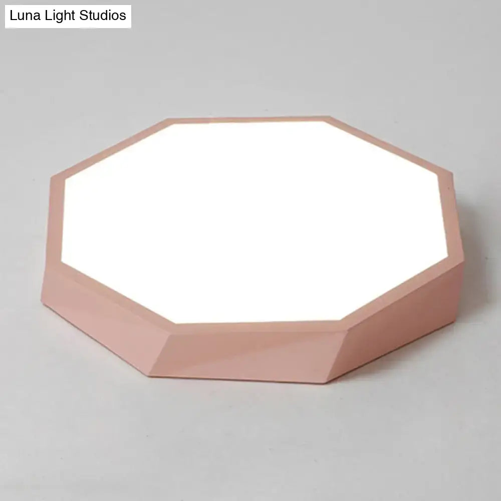 DecorBites contemporary acrylic flush mount ceiling light with soft pink frame and bright white illuminated surface